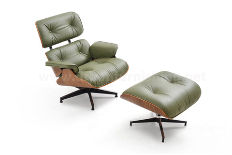 Mid-Century Plywood Lounge Chair and Ottoman - Olive/Walnut