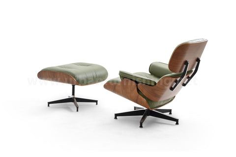 Mid-Century Plywood Lounge Chair and Ottoman - Olive/Walnut
