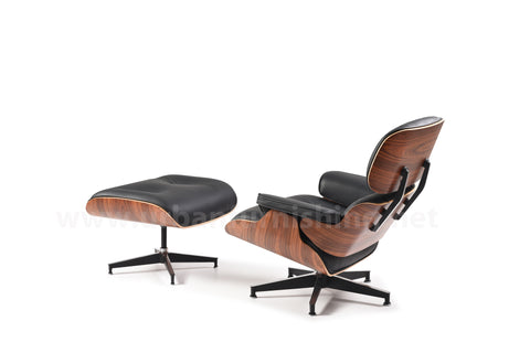 Mid-Century Plywood Lounge Chair and Ottoman - Black/Palisander
