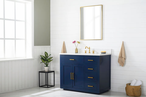 Grace 42" Vanity Set with Carrara White Quartz Top - Navy Blue