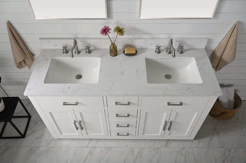 Grace 60" Vanity Set with Carrara White Top - White (SOLD OUT)