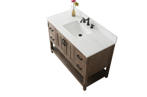 Harvey 48" Rustic Modern Farmhouse Vanity with Carrara White Top - Brown Spruce (SOLD OUT)