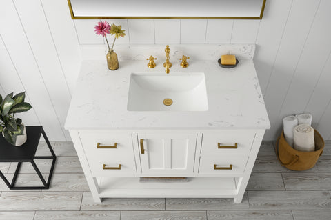Henry 42" Modern Style Vanity with Carrara White Top - White