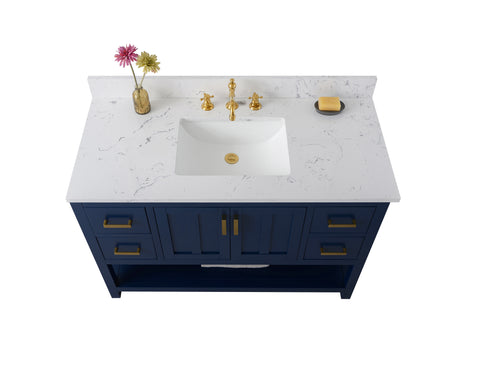 Henry 48" Modern Style Vanity with Carrara White Top - Blue
