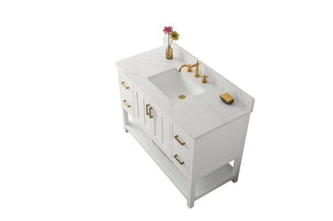 Henry 48" Modern Style Vanity with Carrara White Top - White