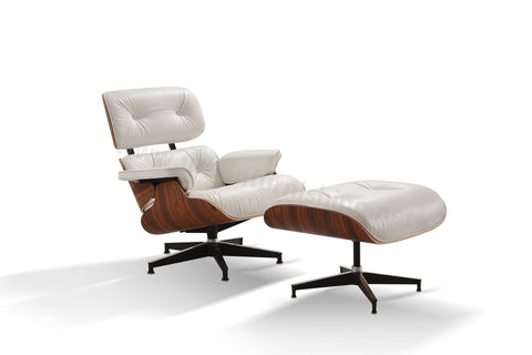 Mid-Century Plywood Lounge Chair and Ottoman - Ivory/Palisander