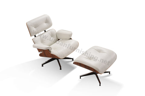 Mid-Century Plywood Lounge Chair and Ottoman - Ivory/Palisander